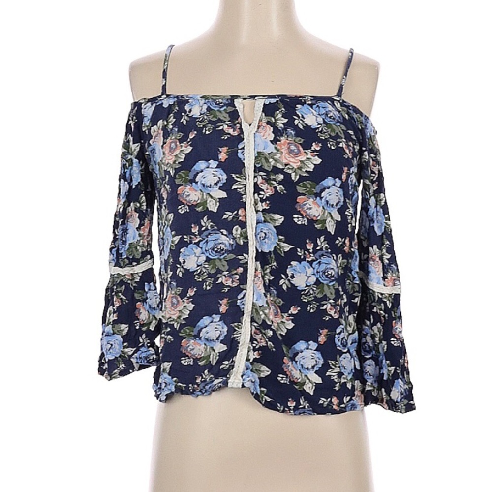 NWOT Stoosh Printed Cold Shoulder Long Sleeve Top, Size S